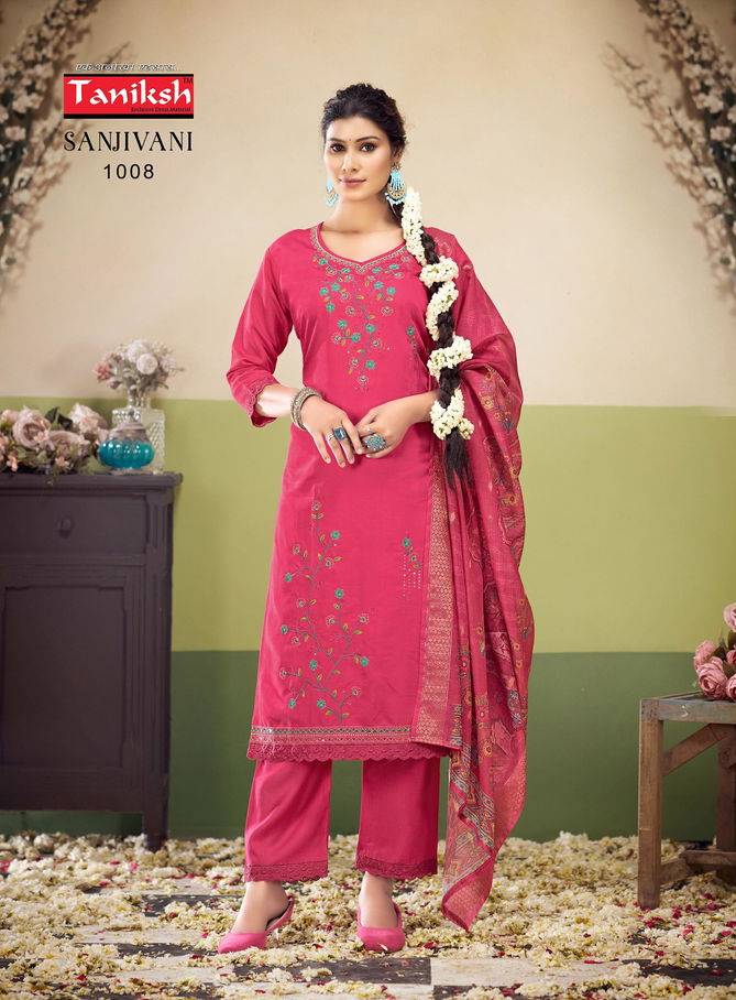 Sanjivani Vol 1 By Taniksh Cotton Viscose Embroidery Kurti Bottom With Dupatta Wholesale Shop In Surat
